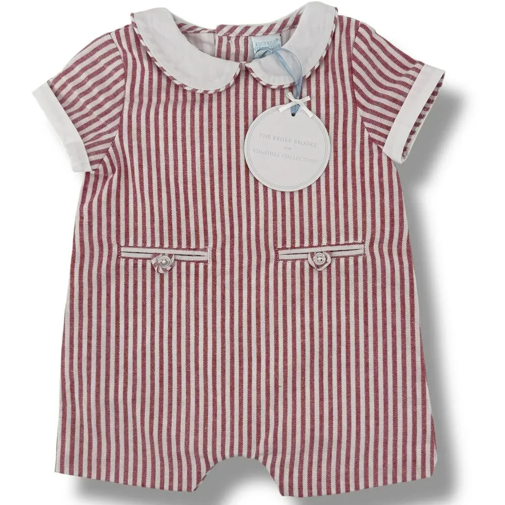 Edgehill Collection X The Broke Brooke Stripe Jon Jon Romper Boys Sz 6 Mos